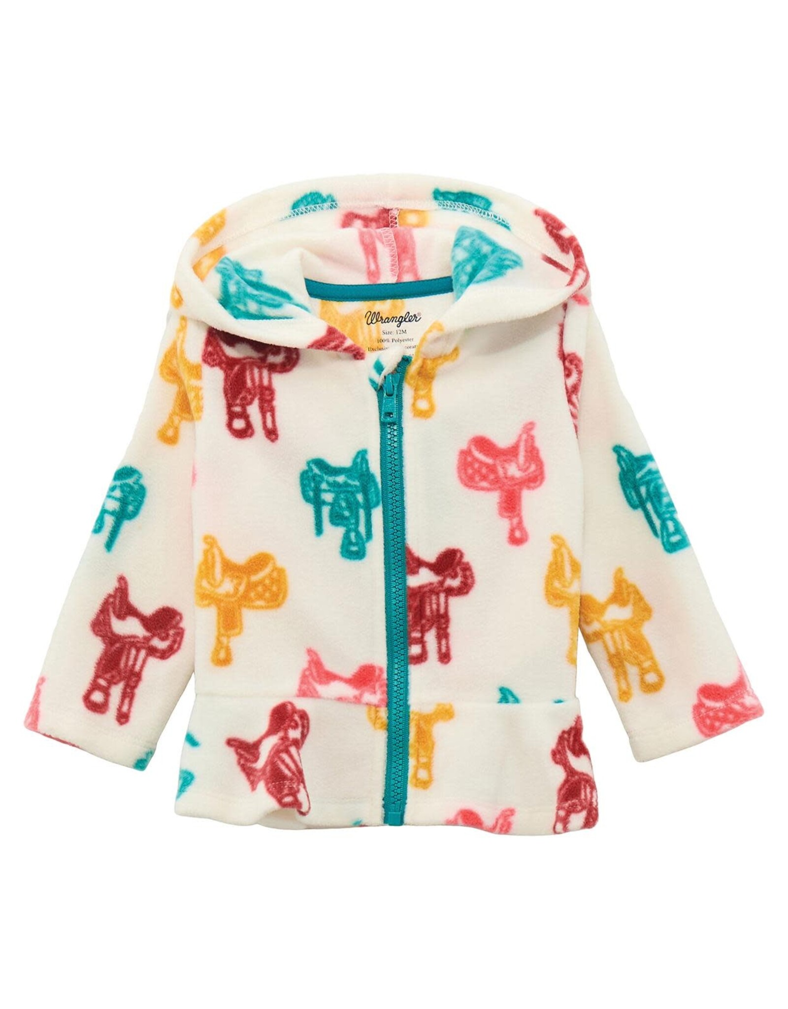 Little Girls Wrangler Saddle Print Full Zipper Hooded Fleece Jacket