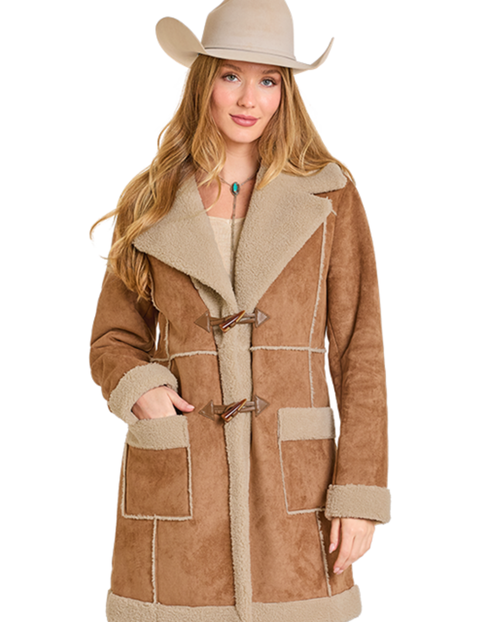 Womens Powder River Camel Micro Suede Berber Lined Jacket