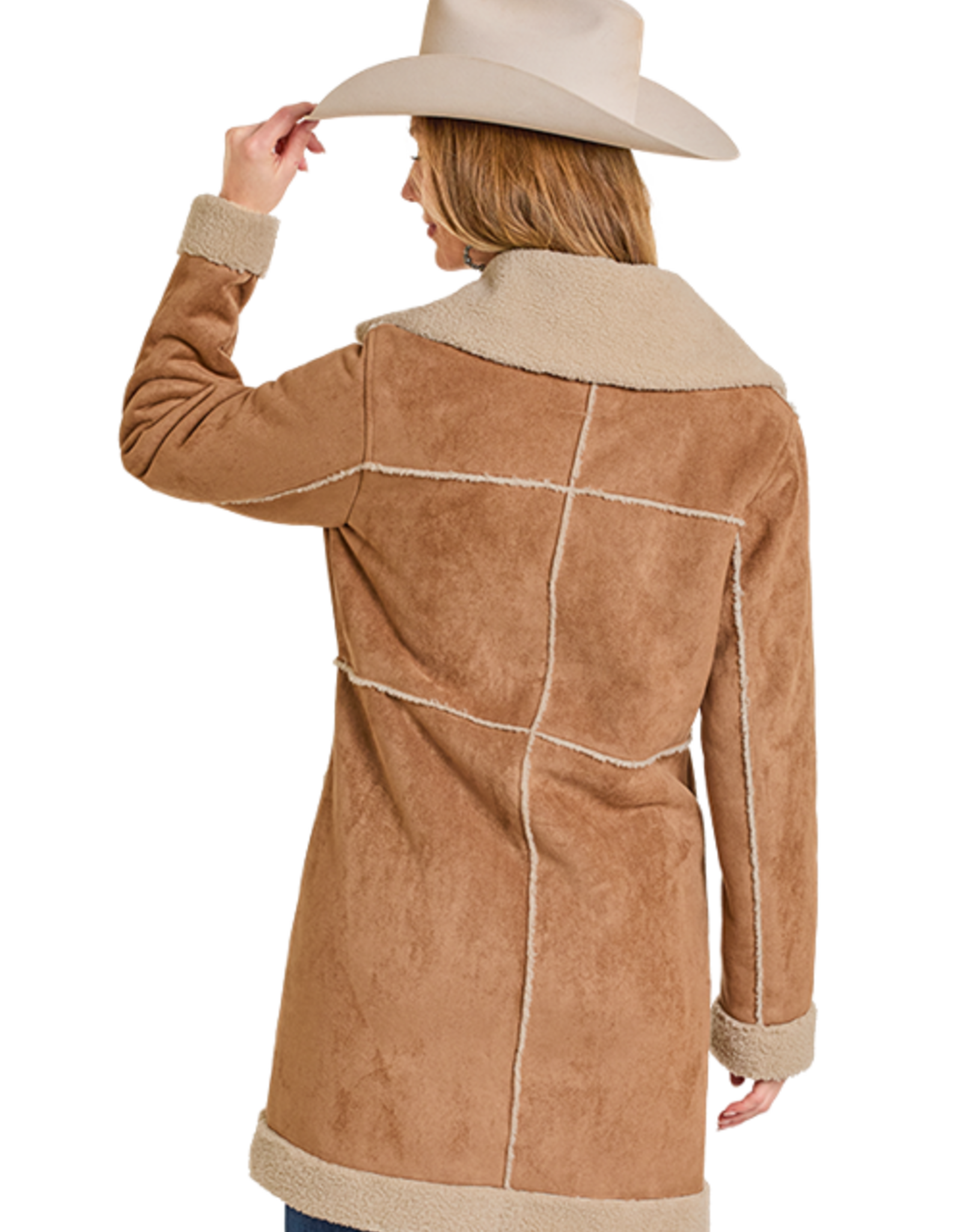 Womens Powder River Camel Micro Suede Berber Lined Jacket