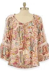 Back In The Saddle Womens Flowy Western Dream Print Blouse