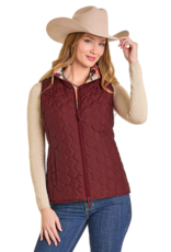 Womens Reversible Burgundy Aztec Western Quilted Puffer Vest