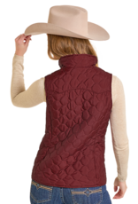 Womens Reversible Burgundy Aztec Western Quilted Puffer Vest