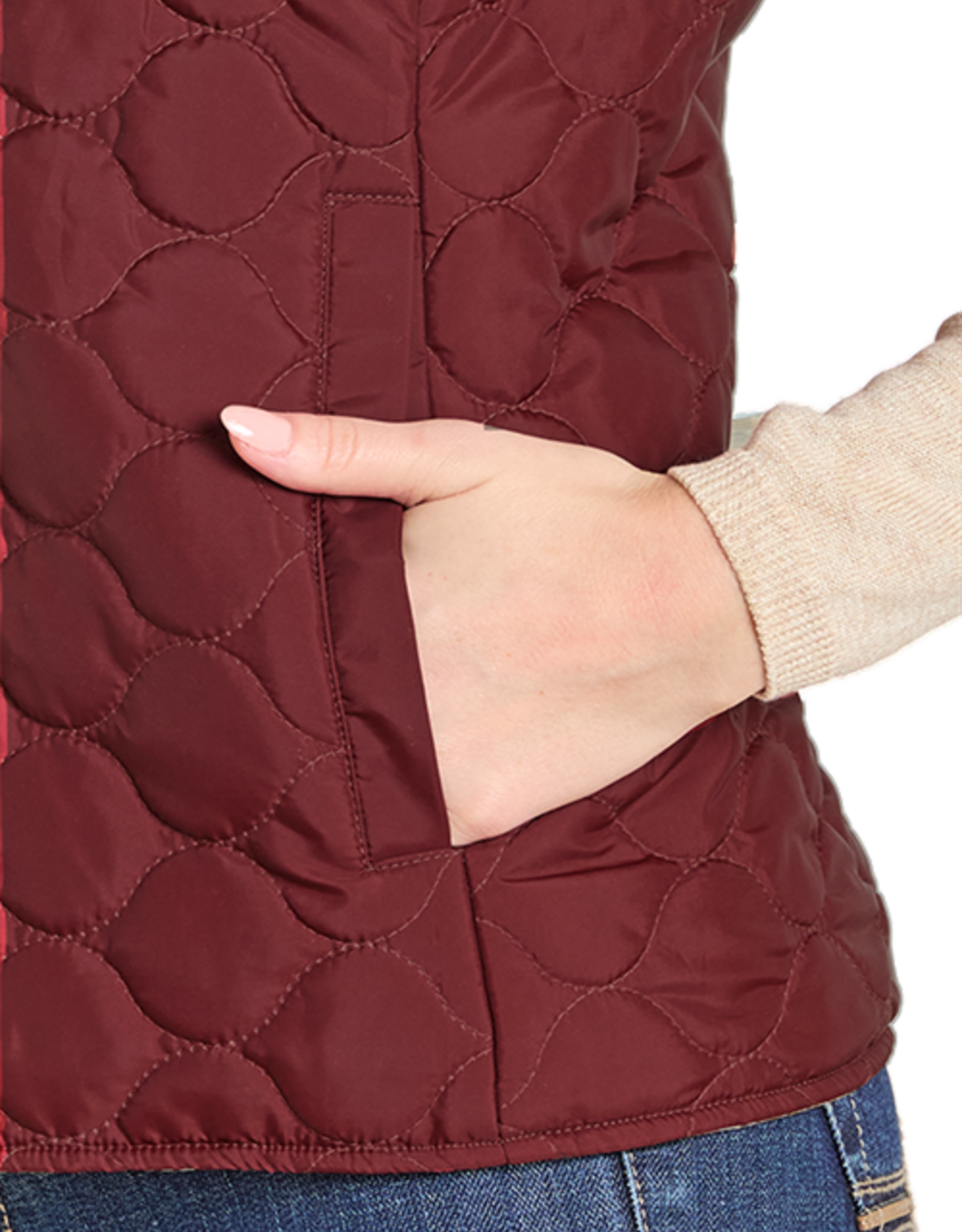 Womens Reversible Burgundy Aztec Western Quilted Puffer Vest