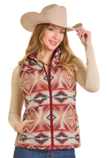 Womens Reversible Burgundy Aztec Western Quilted Puffer Vest