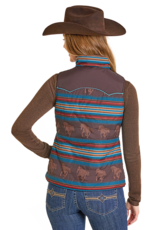 Womens Reversible Chocolate Running Horse Western Quilted Puffer Vest
