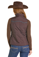 Womens Reversible Chocolate Running Horse Western Quilted Puffer Vest