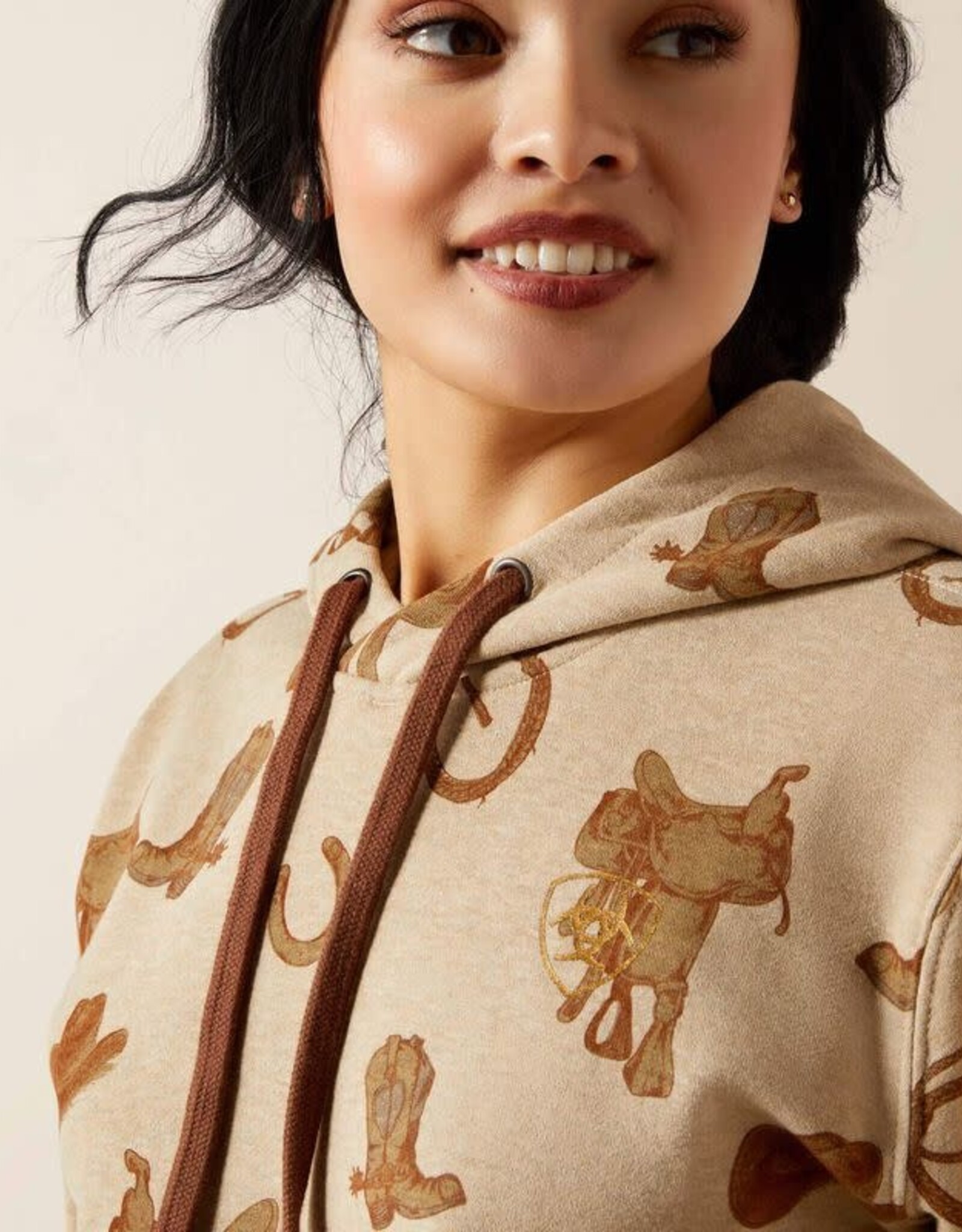 Ariat Ariat 2.0 Logo Womens Savannah Tan Heather Western Motif Hooded Sweatshirt