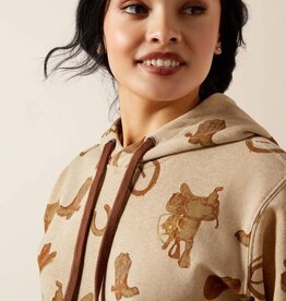 Ariat Ariat 2.0 Logo Womens Savannah Tan Heather Western Motif Hooded Sweatshirt