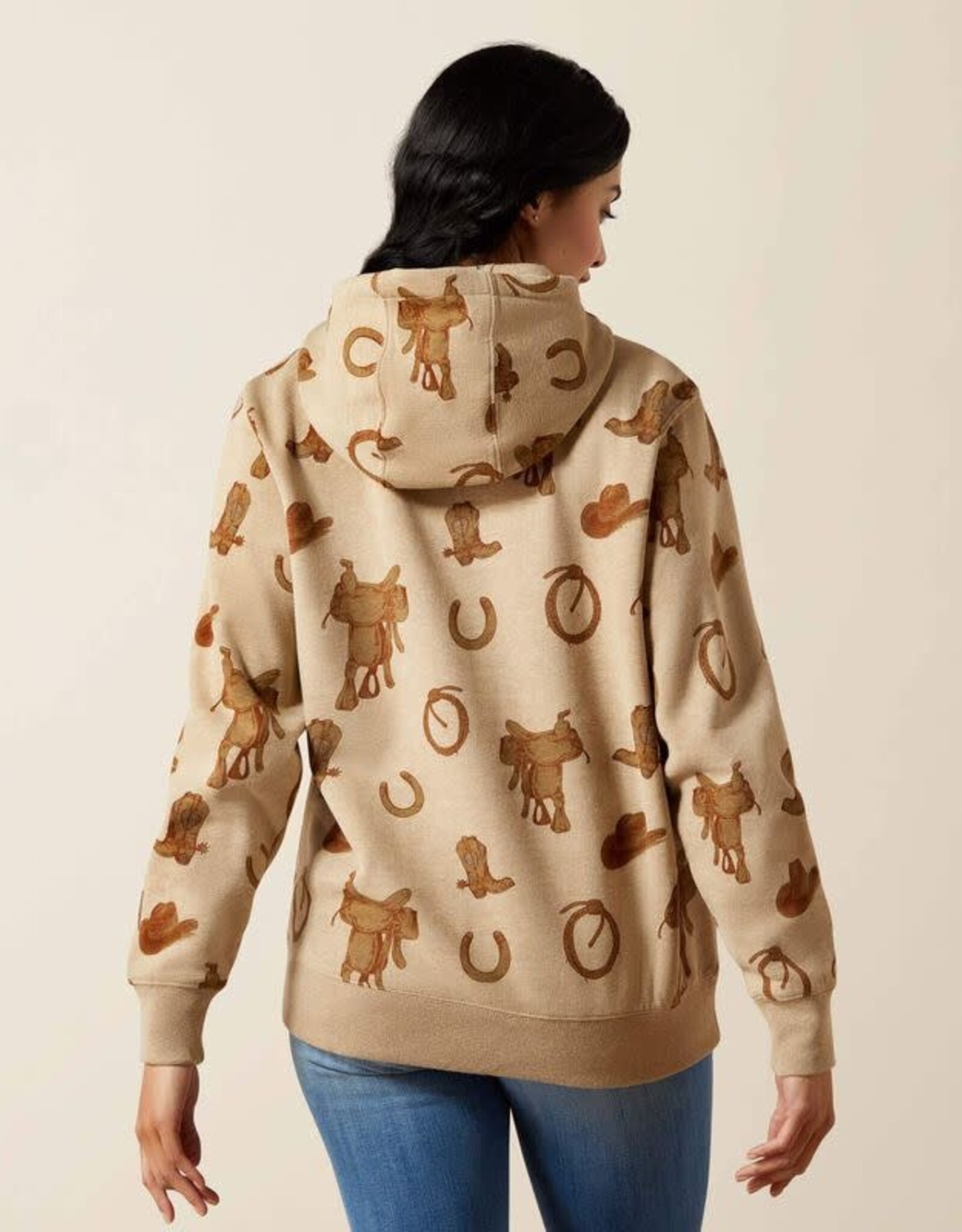 Ariat Ariat 2.0 Logo Womens Savannah Tan Heather Western Motif Hooded Sweatshirt