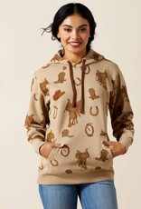 Ariat Ariat 2.0 Logo Womens Savannah Tan Heather Western Motif Hooded Sweatshirt Ariat Ariat 2.0 Logo Womens Savannah Tan Heather Western Motif Hooded Sweatshirt