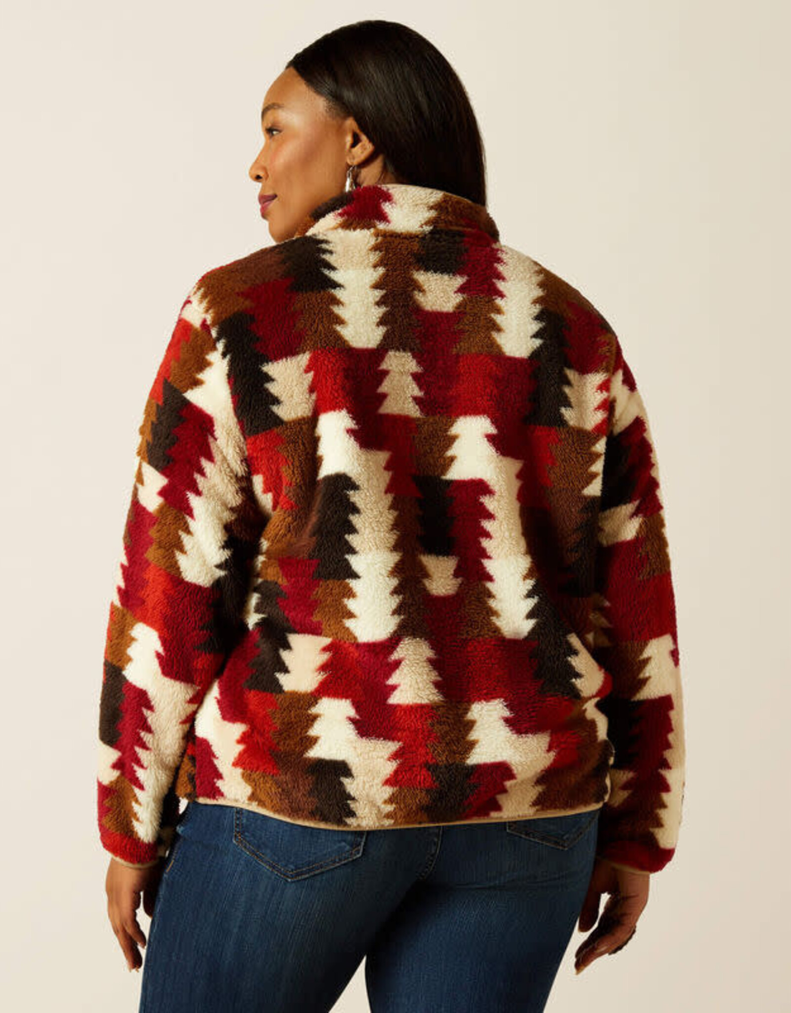 Ariat Ariats Womens Burgundy Ombre Triangle Berber Snap Front Sweatshirt