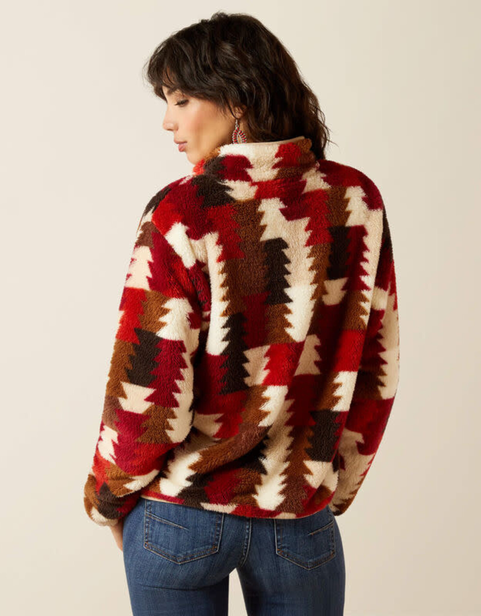 Ariat Ariats Womens Burgundy Ombre Triangle Berber Snap Front Sweatshirt