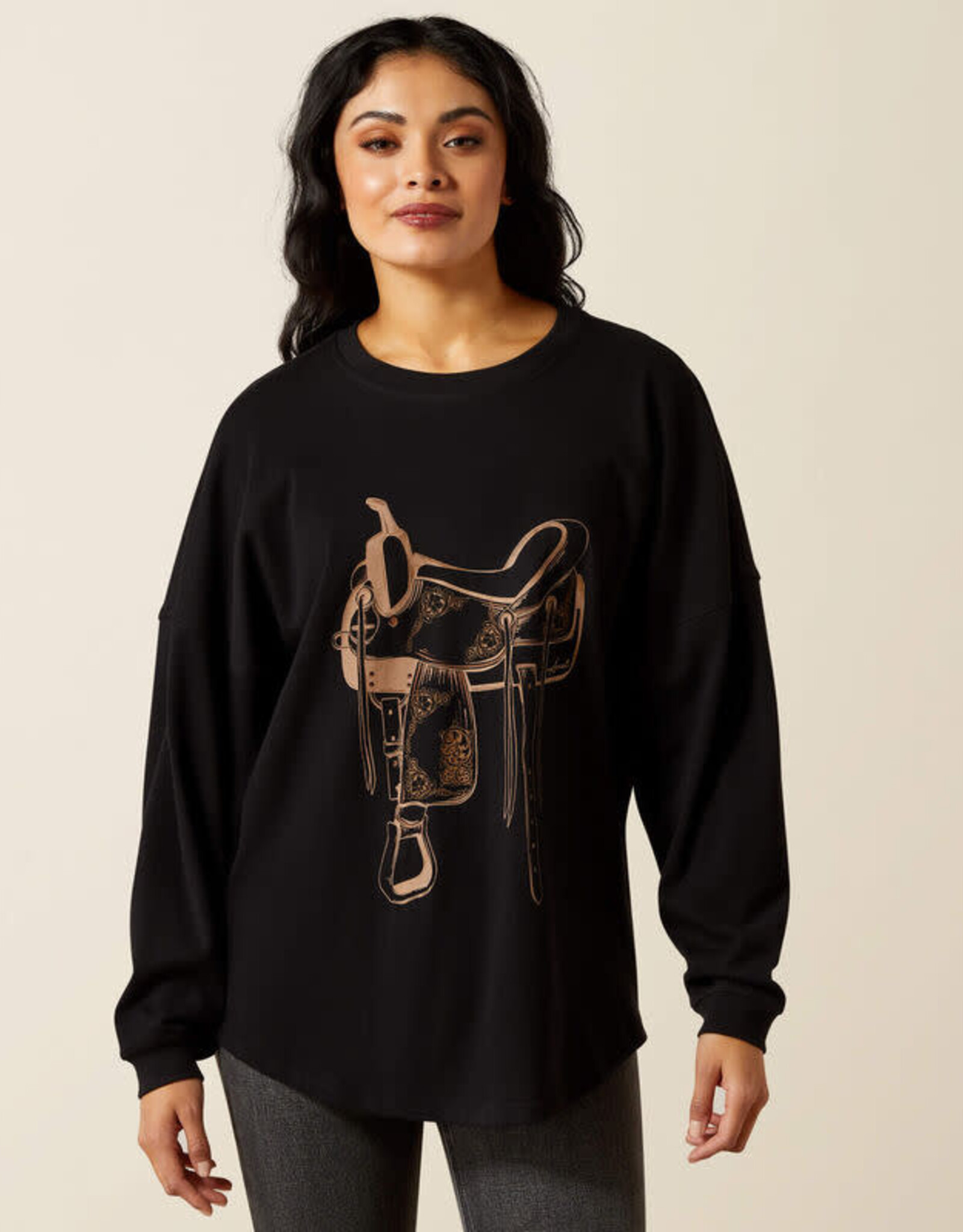 Ariat Womens Ariat Tooled Saddle Canvas Oversized Long Sleeve Shirt