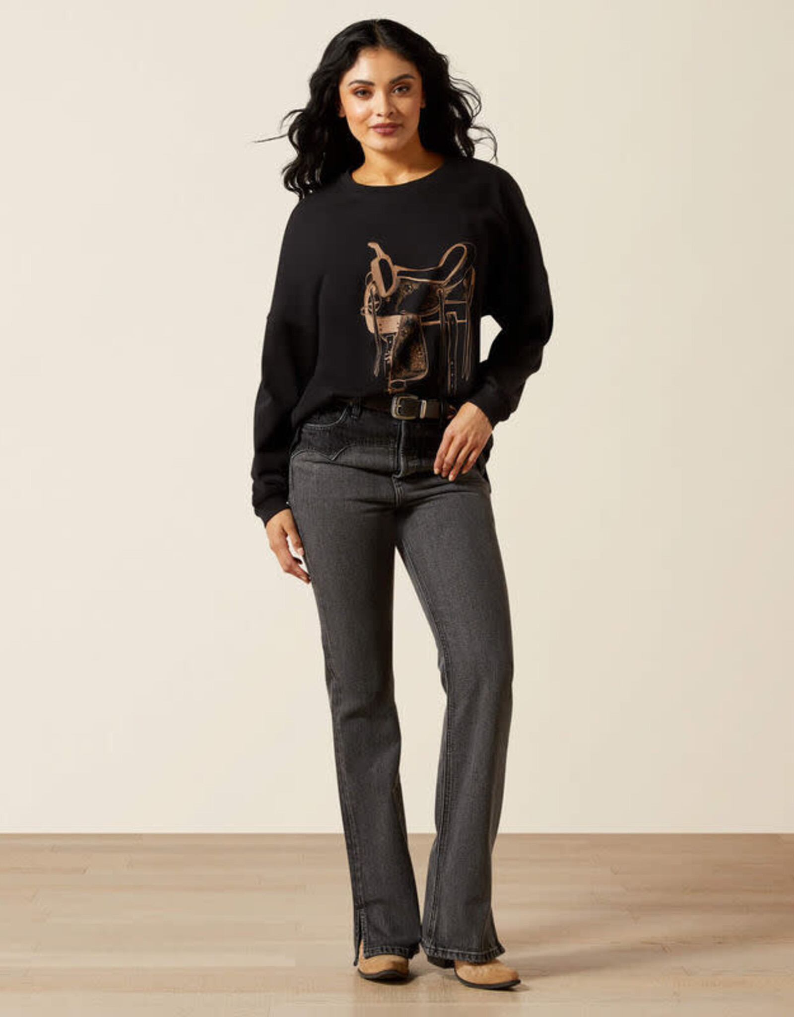 Ariat Womens Ariat Tooled Saddle Canvas Oversized Long Sleeve Shirt