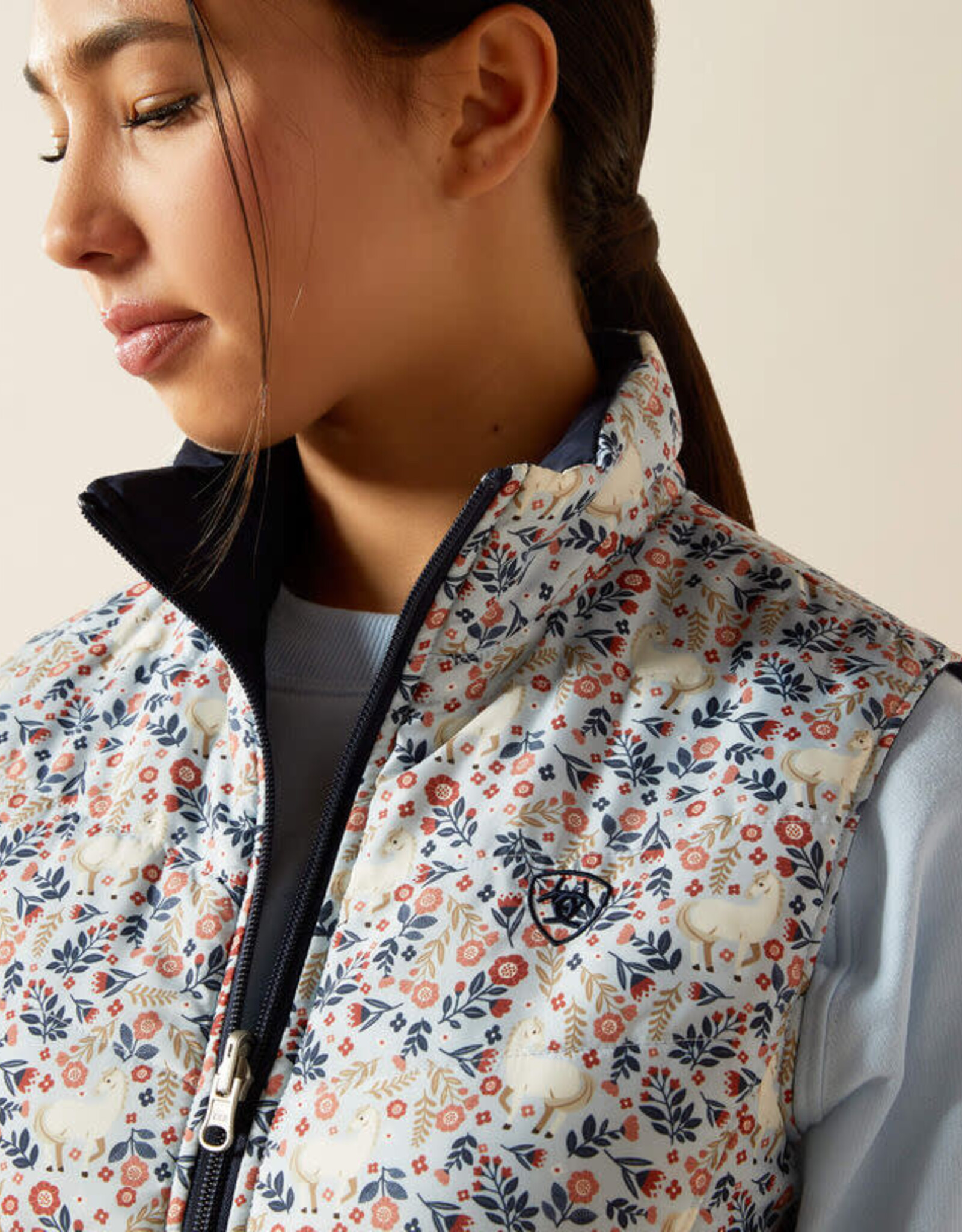 Ariat Ariat Girls Posey Pony Horse Print Bella Reversible Insulated Vest