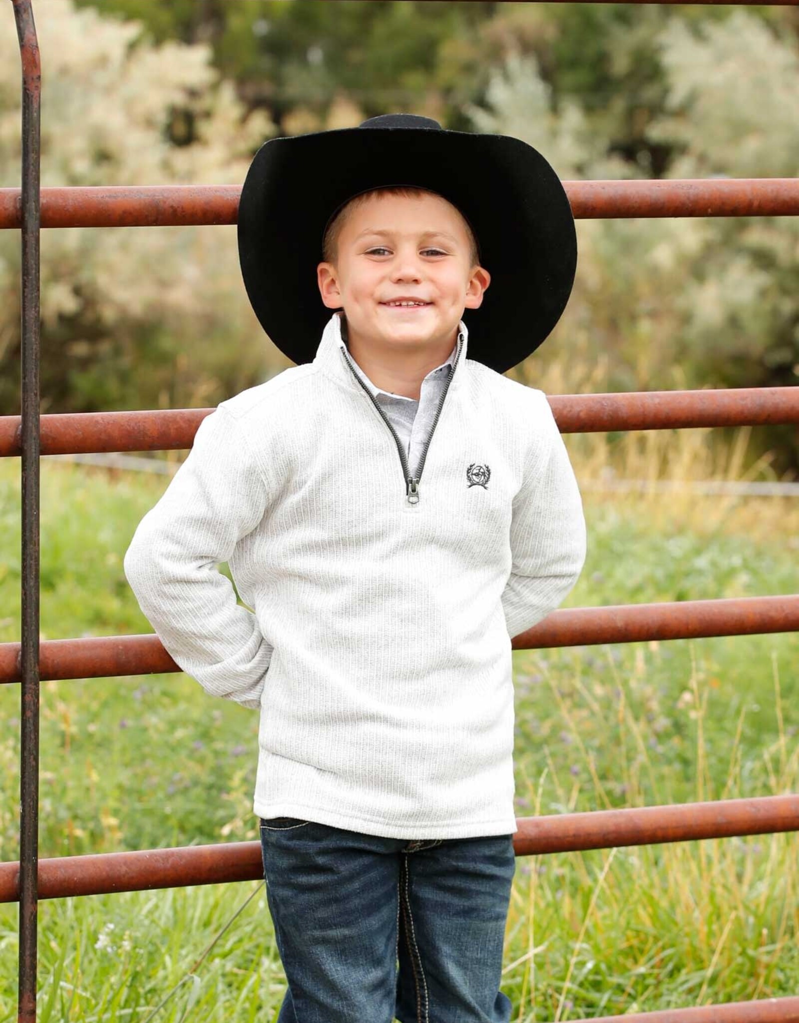 Cinch Boys Grey Cinch Fleece Lined Quarter Zip Sweater