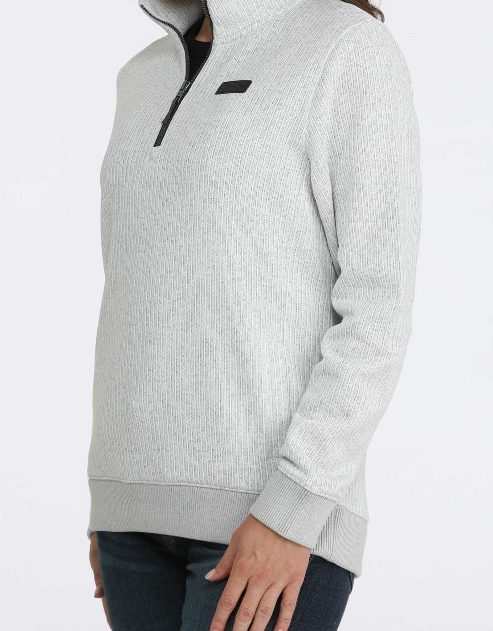 Cinch Womens Grey Cinch Quarter Zip Fleece Lined Sweater
