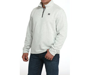 Mens Cinch Grey Fleece Lined Quarter Zip Sweater - Cowpokes