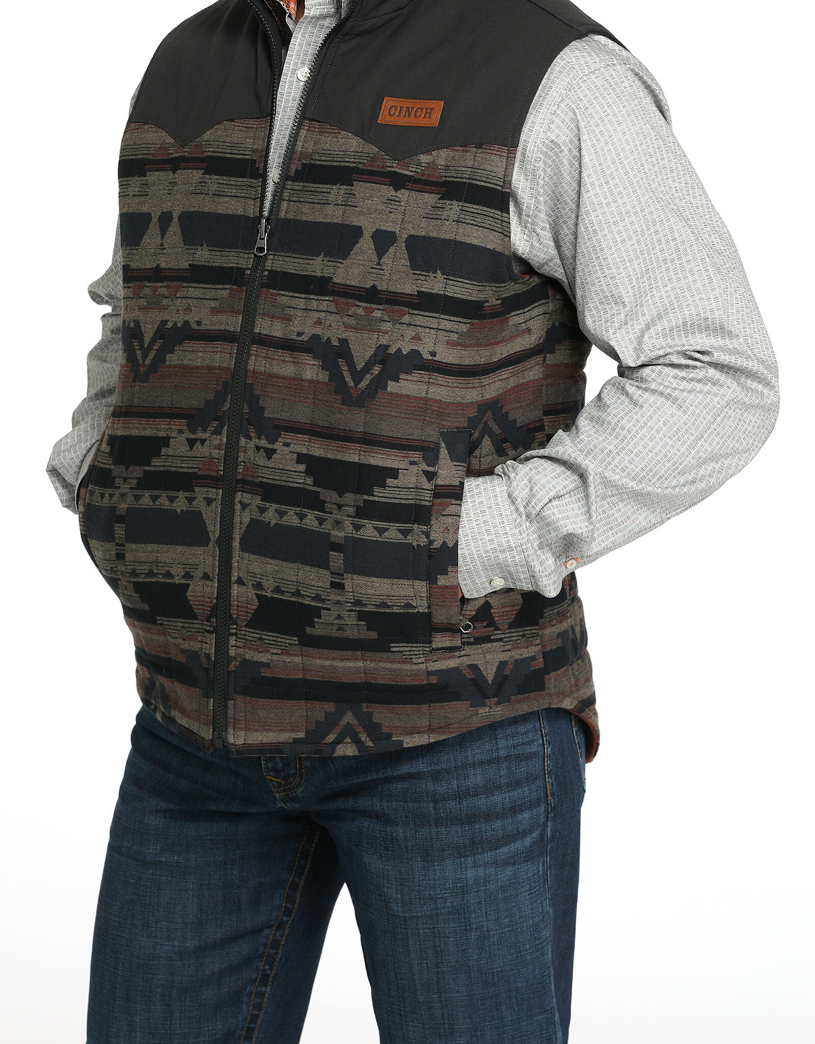 Cinch Mens Cinch Reversible Aztec Canvas Western Vest