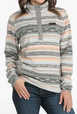 Cinch Womens Cinch Grey Print Polar Fleece Quarter Snap Pullover Cinch Womens Cinch Grey Print Polar Fleece Quarter Snap Pullover