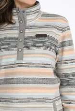 Cinch Womens Cinch Grey Print Polar Fleece Quarter Snap Pullover Cinch Womens Cinch Grey Print Polar Fleece Quarter Snap Pullover