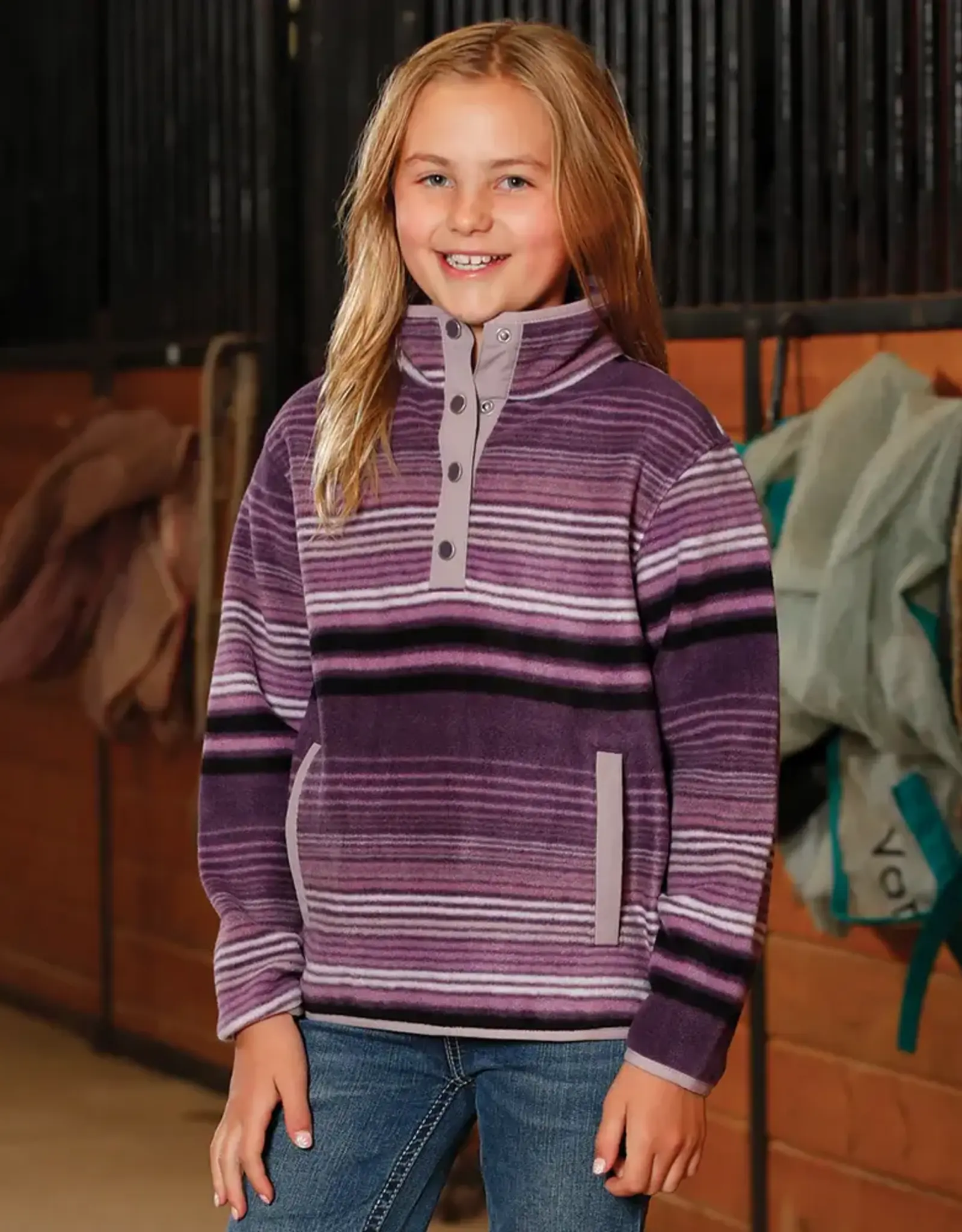 Girls Purple Cruel Girl Polar Fleece Quarter Snap Pullover