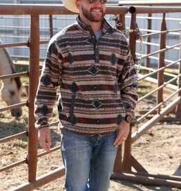 Cinch Mens Cinch Brown Southwest Quarter Snap Polar Fleece Pullover ~ Sz S - 4X