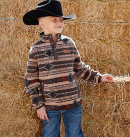 Cinch Boys Cinch Brown Southwest Polar Fleece Quarter Snap Pullover Sweatshirt