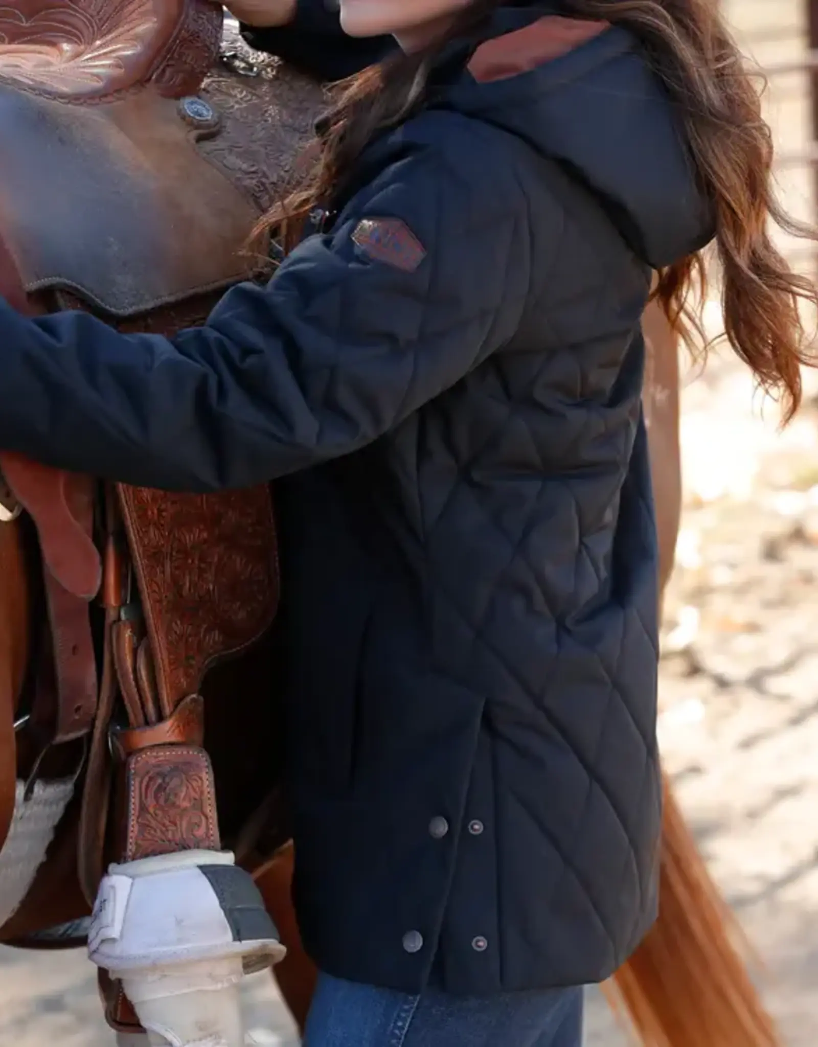 Cinch Womens Cinch Quilted Black Hooded Barn Jacket