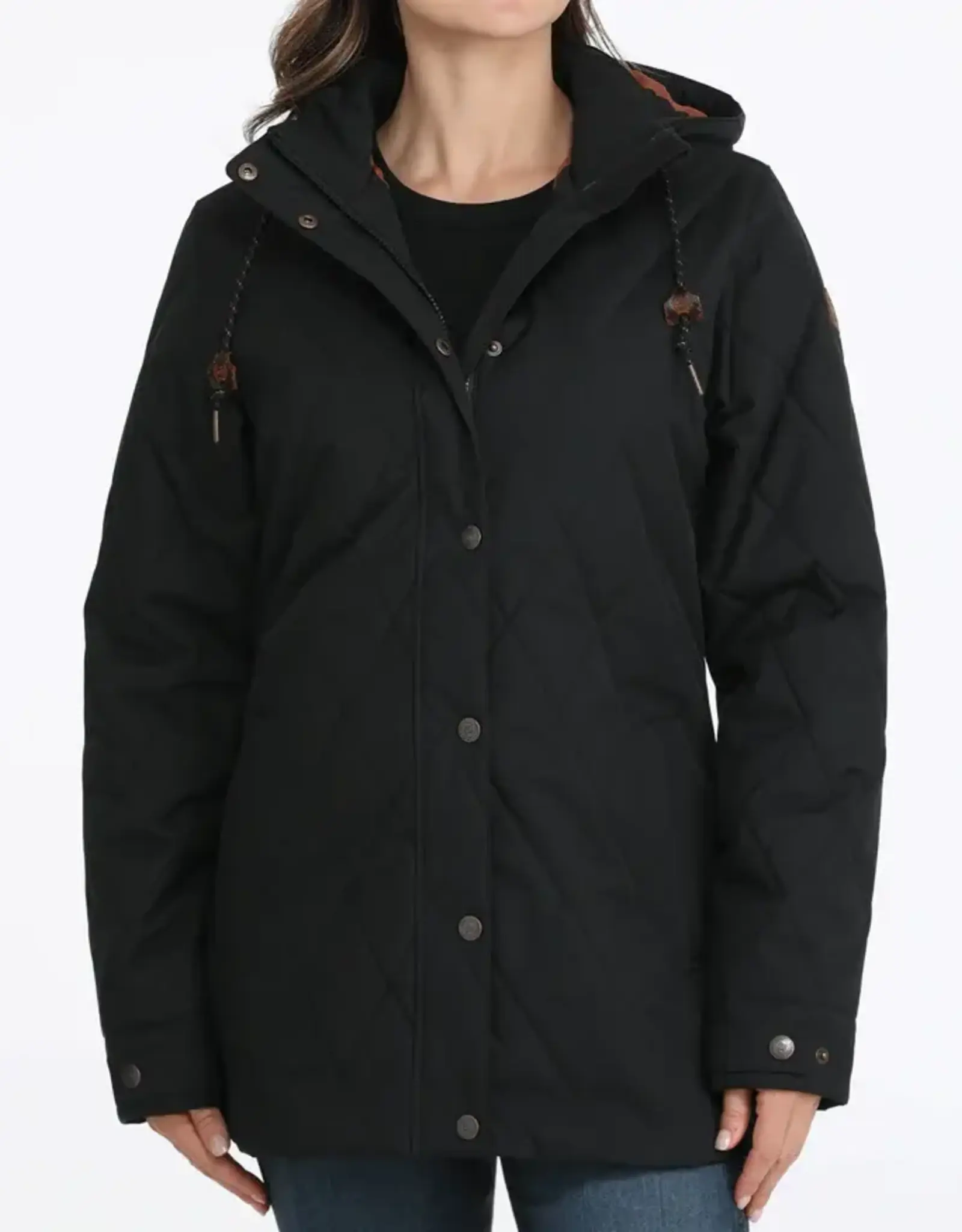 Cinch Womens Cinch Quilted Black Hooded Barn Jacket