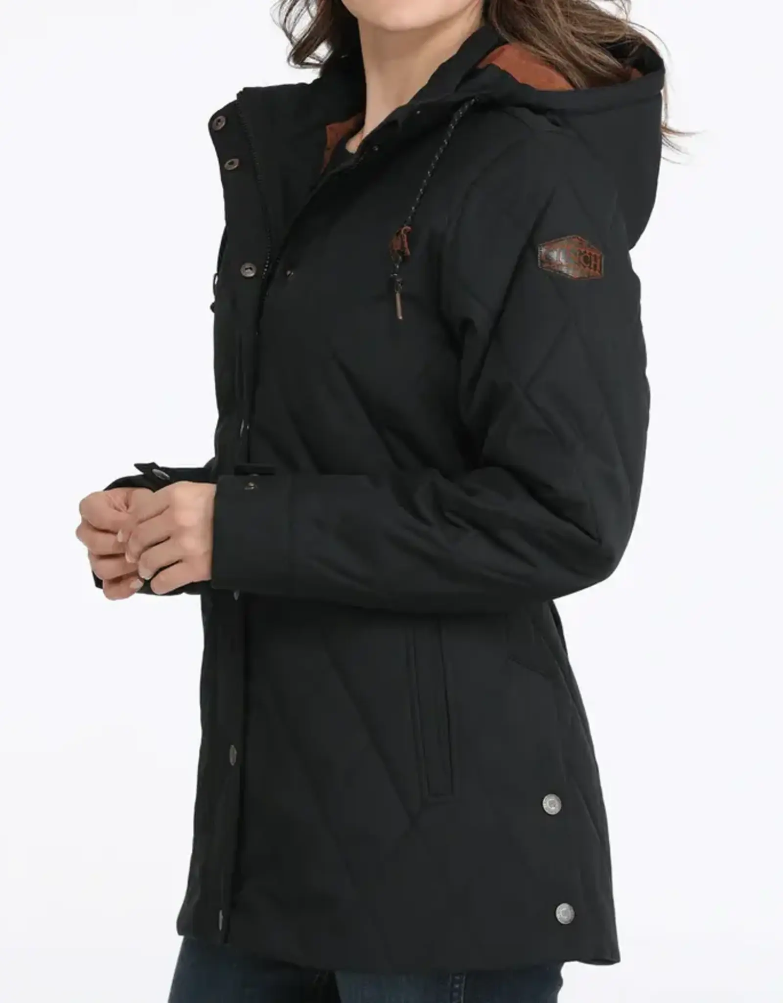 Cinch Womens Cinch Quilted Black Hooded Barn Jacket