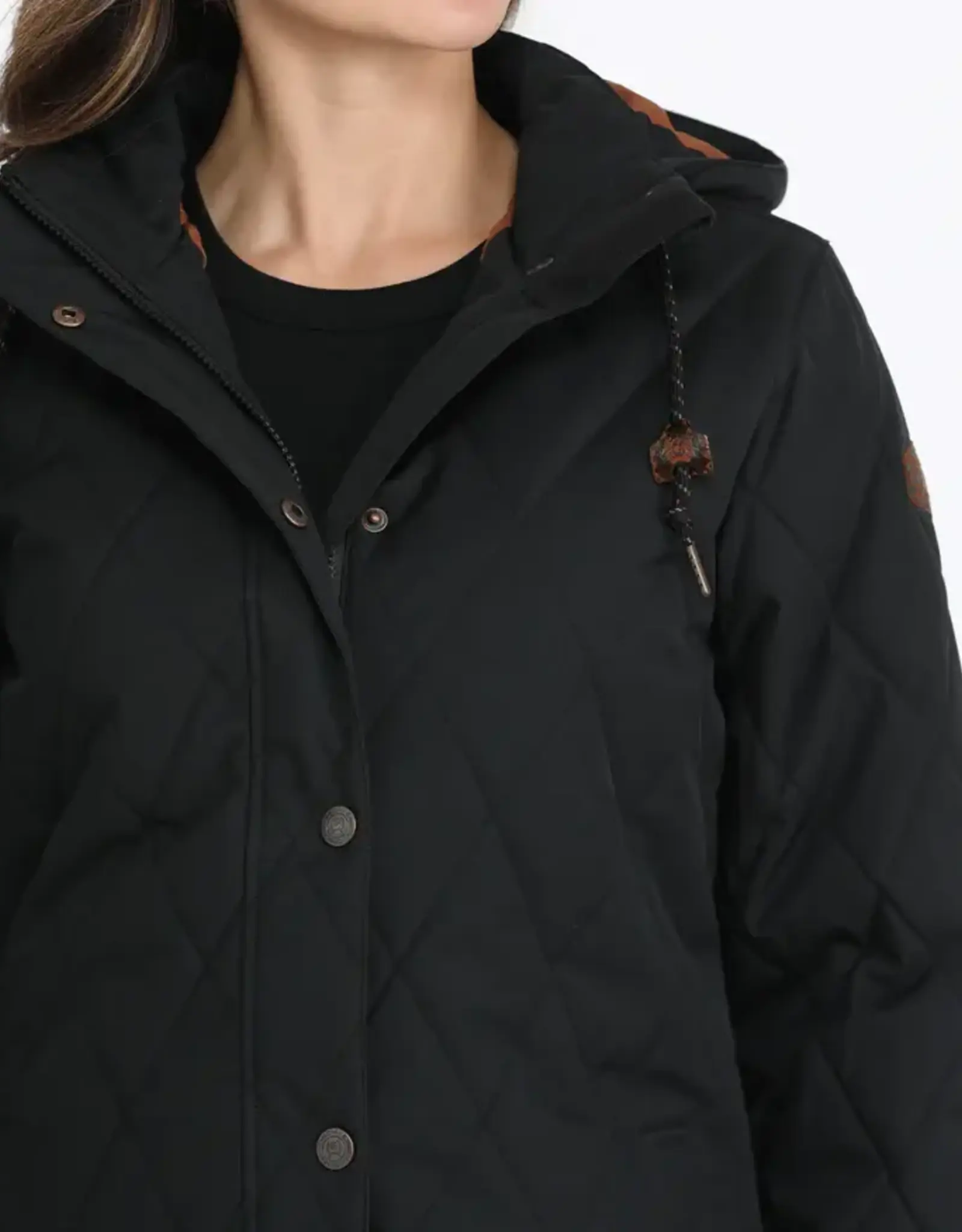 Cinch Womens Cinch Quilted Black Hooded Barn Jacket