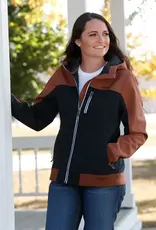 Cinch Womens Cinch Brown and Black Full Zipper Soft Shell Hooded Jacket Cinch Womens Cinch Brown and Black Full Zipper Soft Shell Hooded Jacket