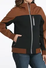 Cinch Womens Cinch Brown and Black Full Zipper Soft Shell Hooded Jacket Cinch Womens Cinch Brown and Black Full Zipper Soft Shell Hooded Jacket