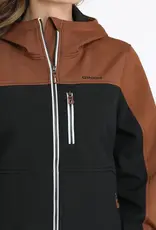 Cinch Womens Cinch Brown and Black Full Zipper Soft Shell Hooded Jacket Cinch Womens Cinch Brown and Black Full Zipper Soft Shell Hooded Jacket