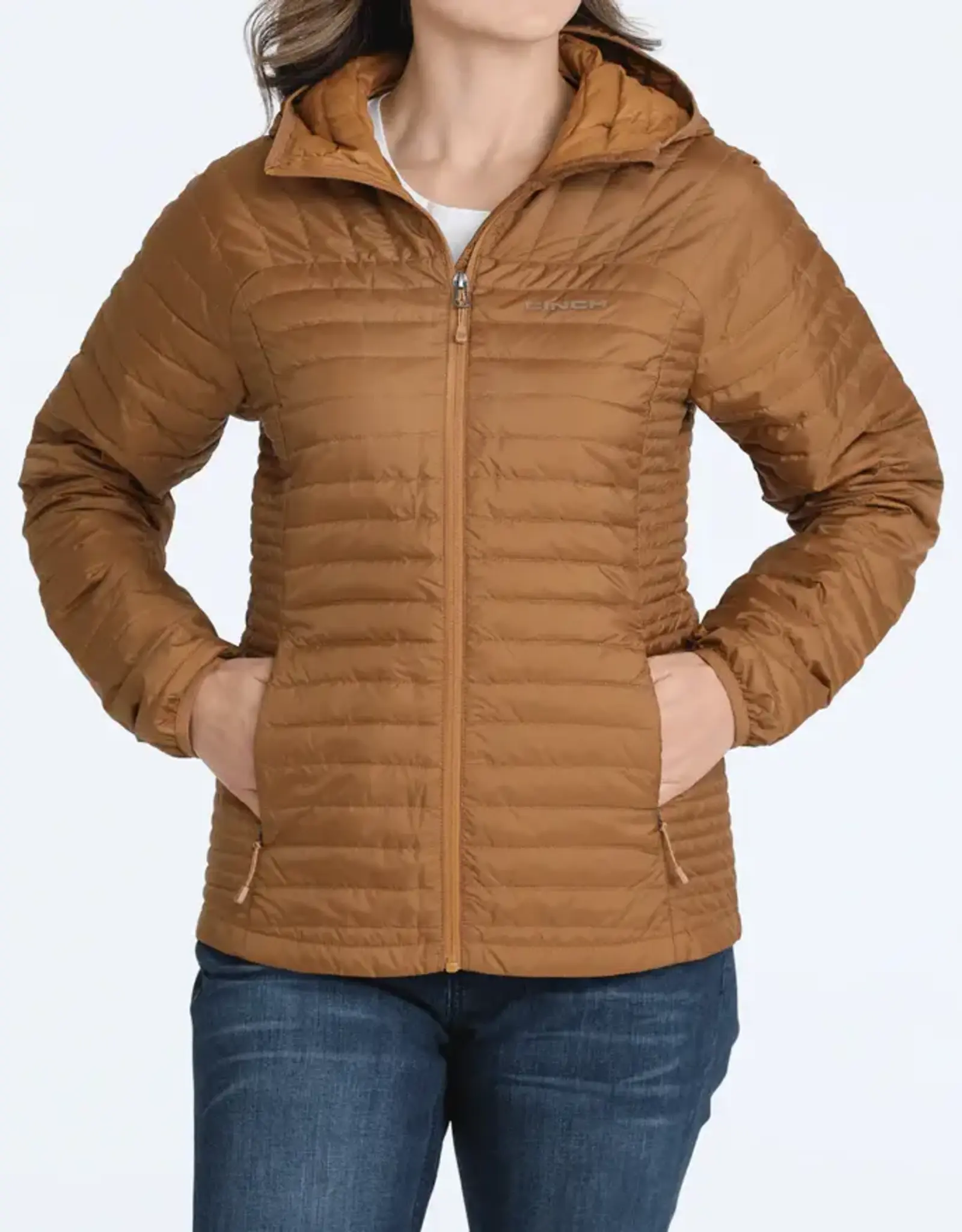 Cinch Womens Cinch Brown Down Hooded Puffer Jacket