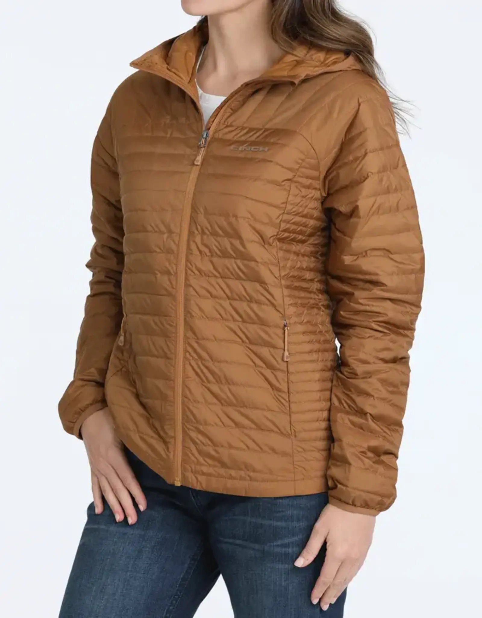 Cinch Womens Cinch Brown Down Hooded Puffer Jacket