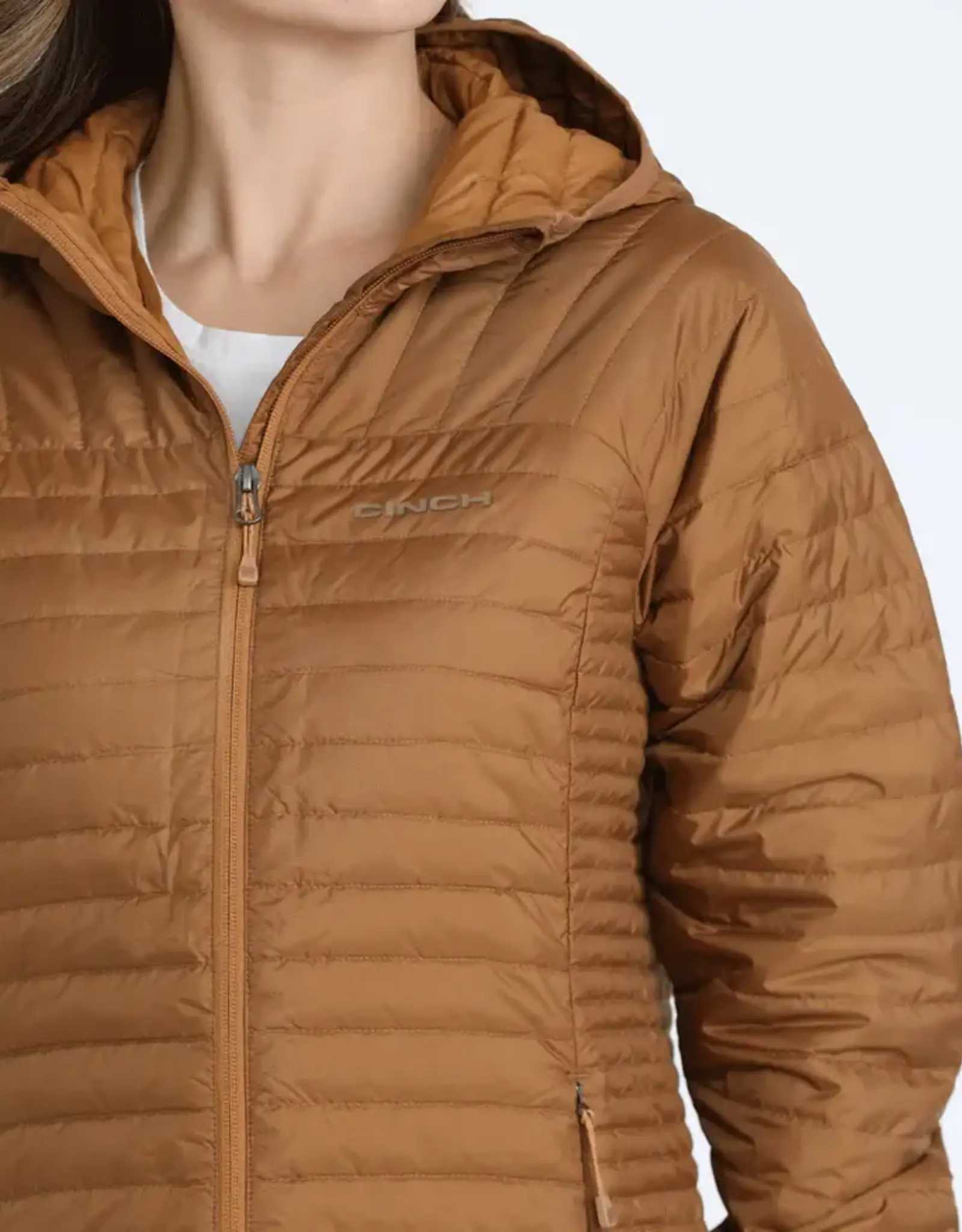 Cinch Womens Cinch Brown Down Hooded Puffer Jacket