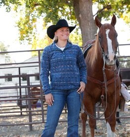 Cinch Womens Cinch Blue Print Polar Fleece Quarter Snap Pullover