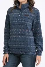 Cinch Womens Cinch Blue Print Polar Fleece Quarter Snap Pullover Cinch Womens Cinch Blue Print Polar Fleece Quarter Snap Pullover