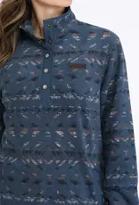 Cinch Womens Cinch Blue Print Polar Fleece Quarter Snap Pullover Cinch Womens Cinch Blue Print Polar Fleece Quarter Snap Pullover