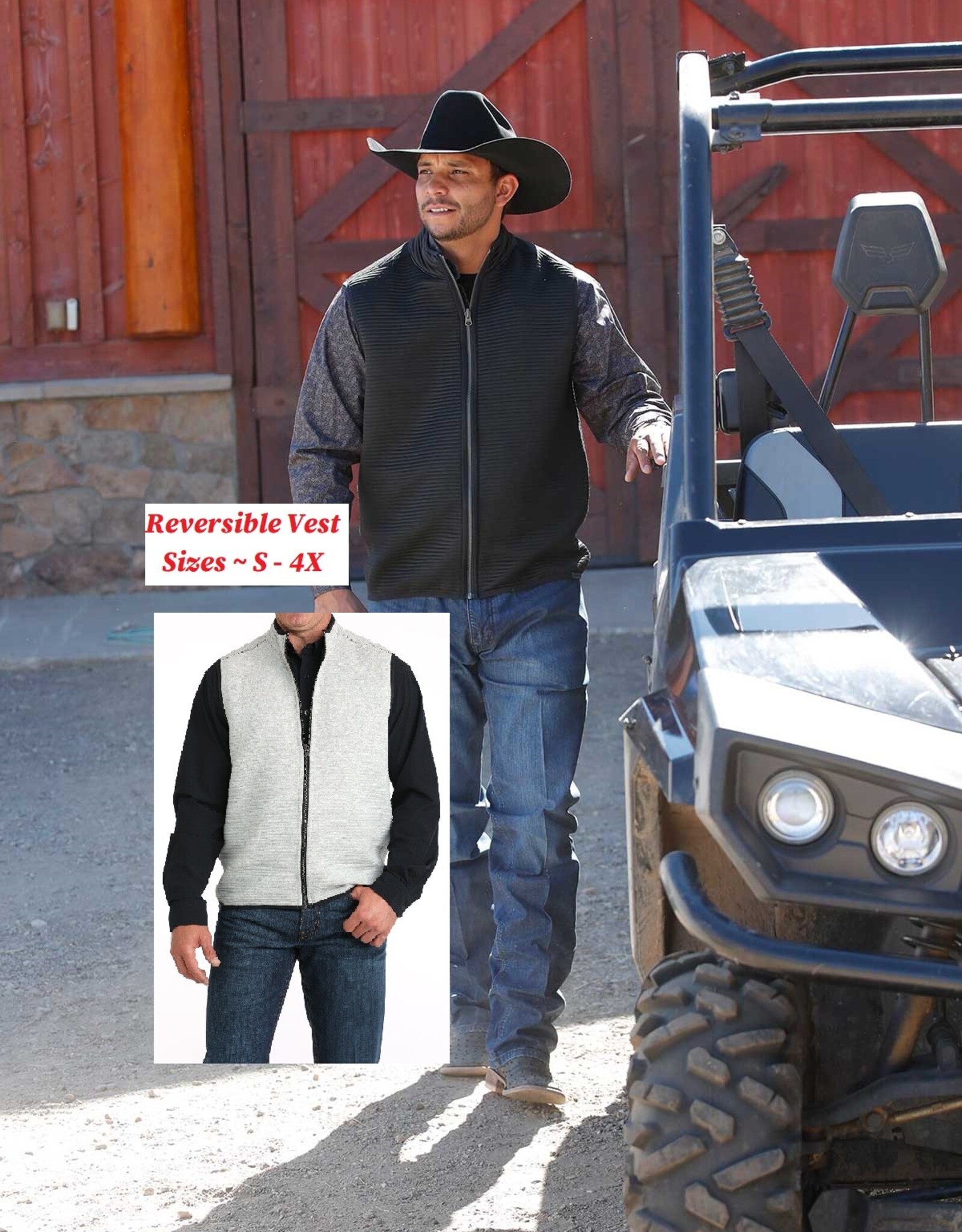 Cinch Mens Cinch Reversible Western Ribbed Sweater Vest