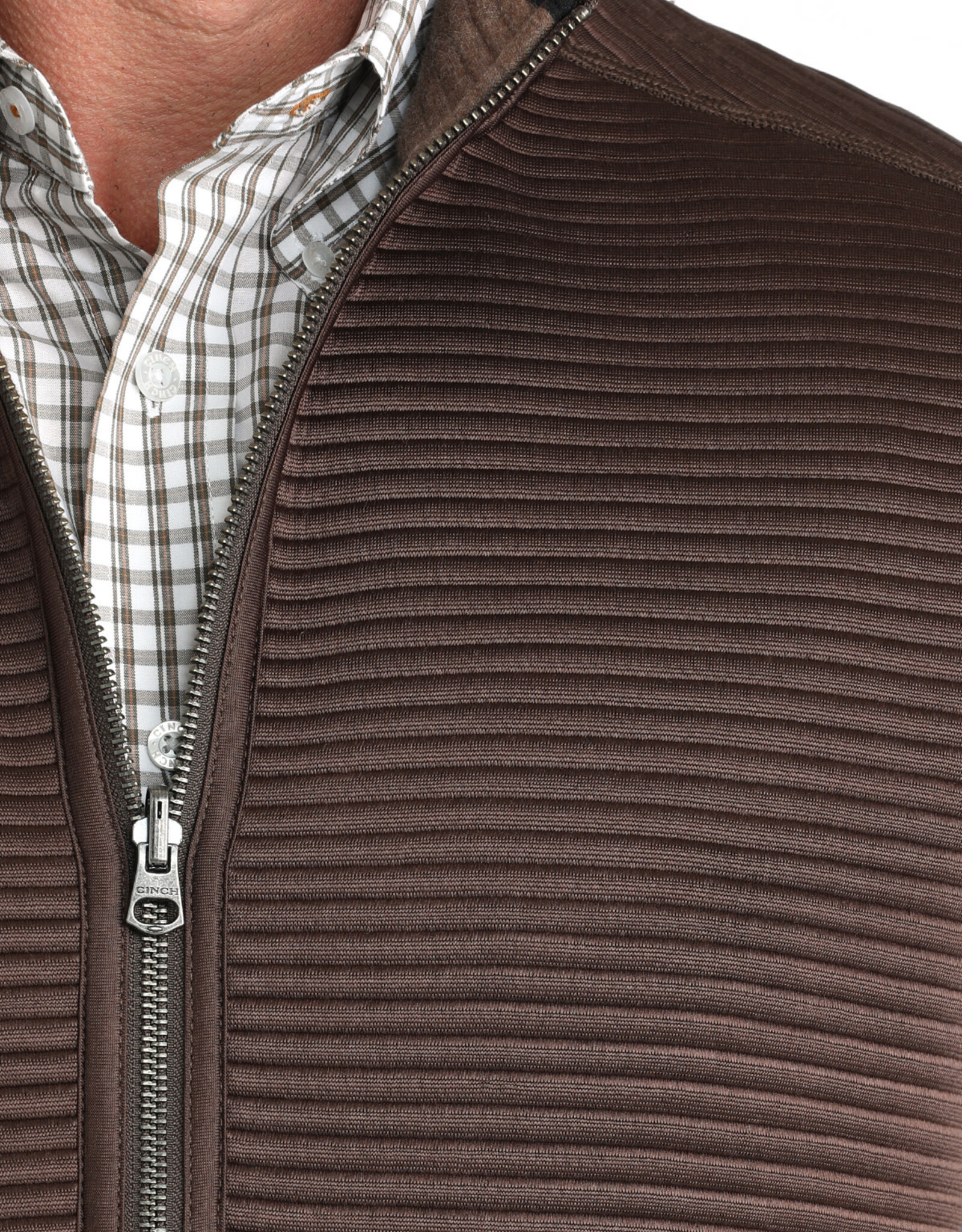 Cinch Mens Cinch Reversible Chocolate and Tan Western Ribbed Sweater Vest