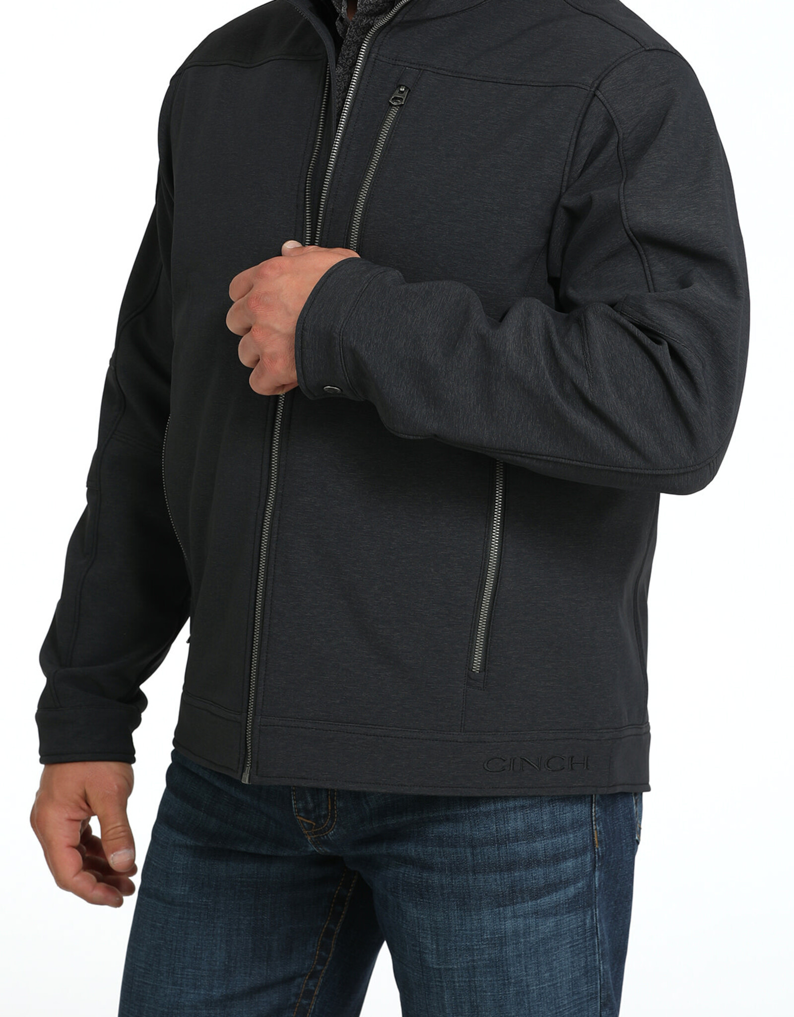 Cinch Mens Cinch Concealed Carry Heather Black Bonded Jacket