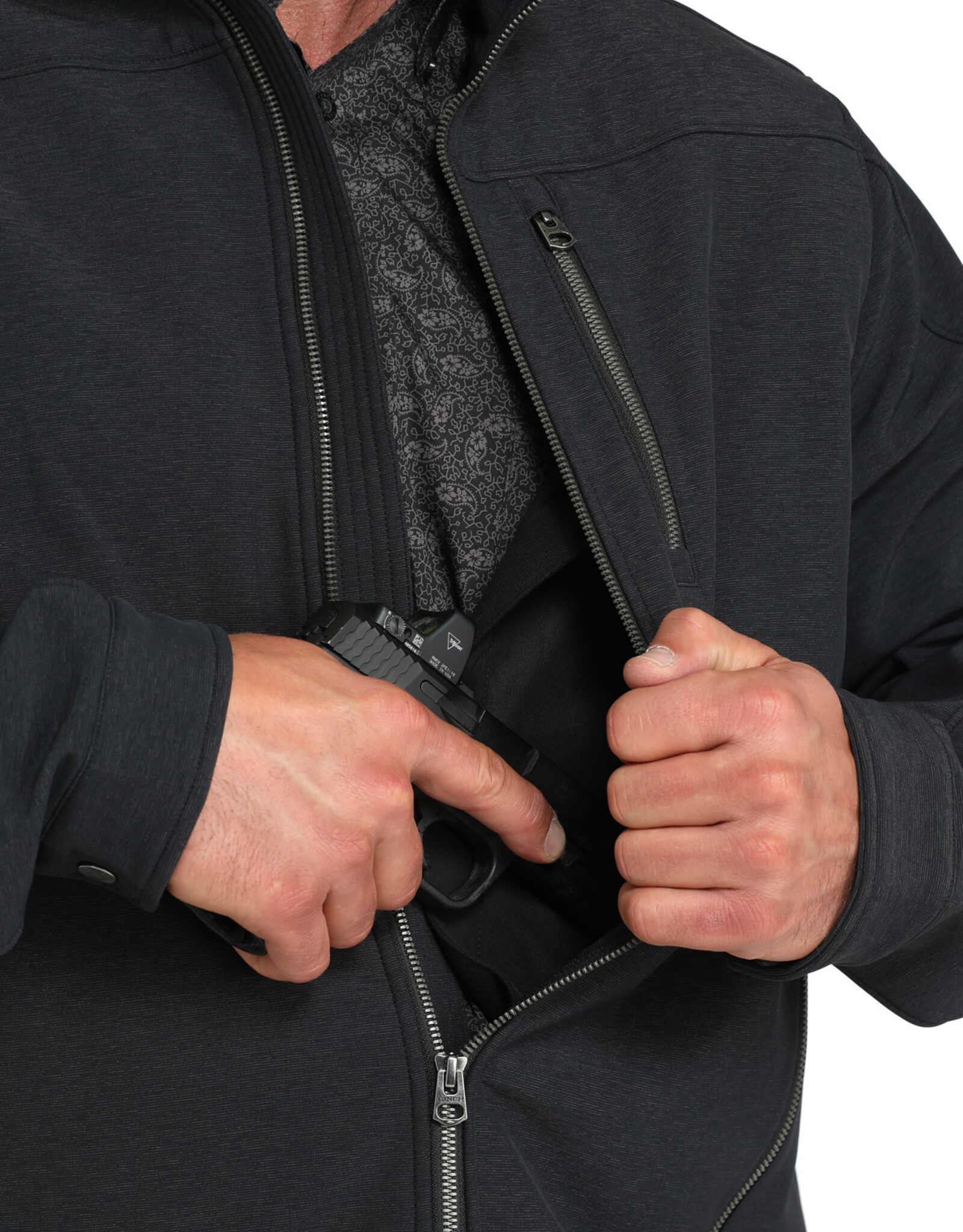 Cinch Mens Cinch Concealed Carry Heather Black Bonded Jacket