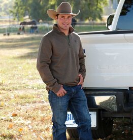 Cinch Mens Cinch Heather Brown Fleece Lined Quarter Zip Sweater