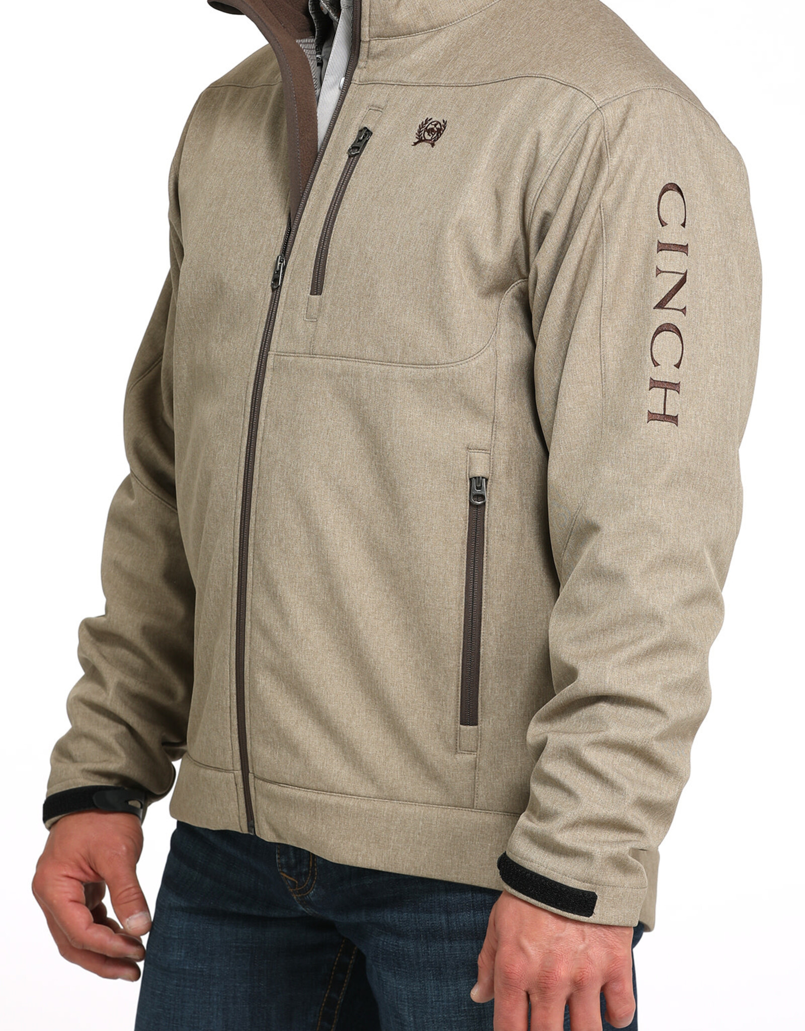 Cinch Mens Cinch Sand Soft Shell Bonded Western Jacket