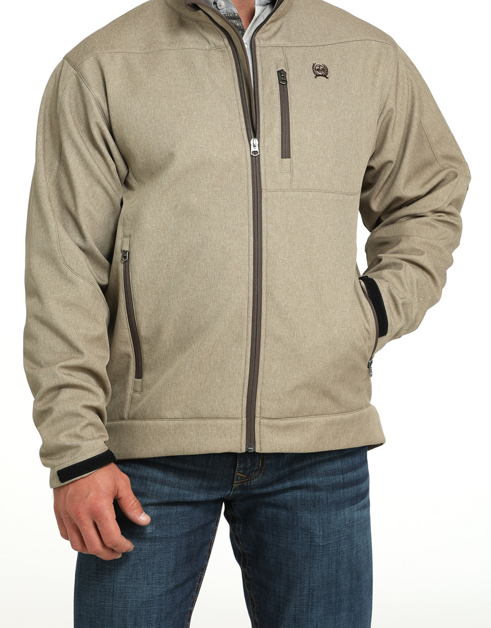 Cinch Mens Cinch Sand Soft Shell Bonded Western Jacket