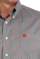 Cinch Mens Cinch Stretch Grey Print Long Sleeve Western Button Arena Shirt