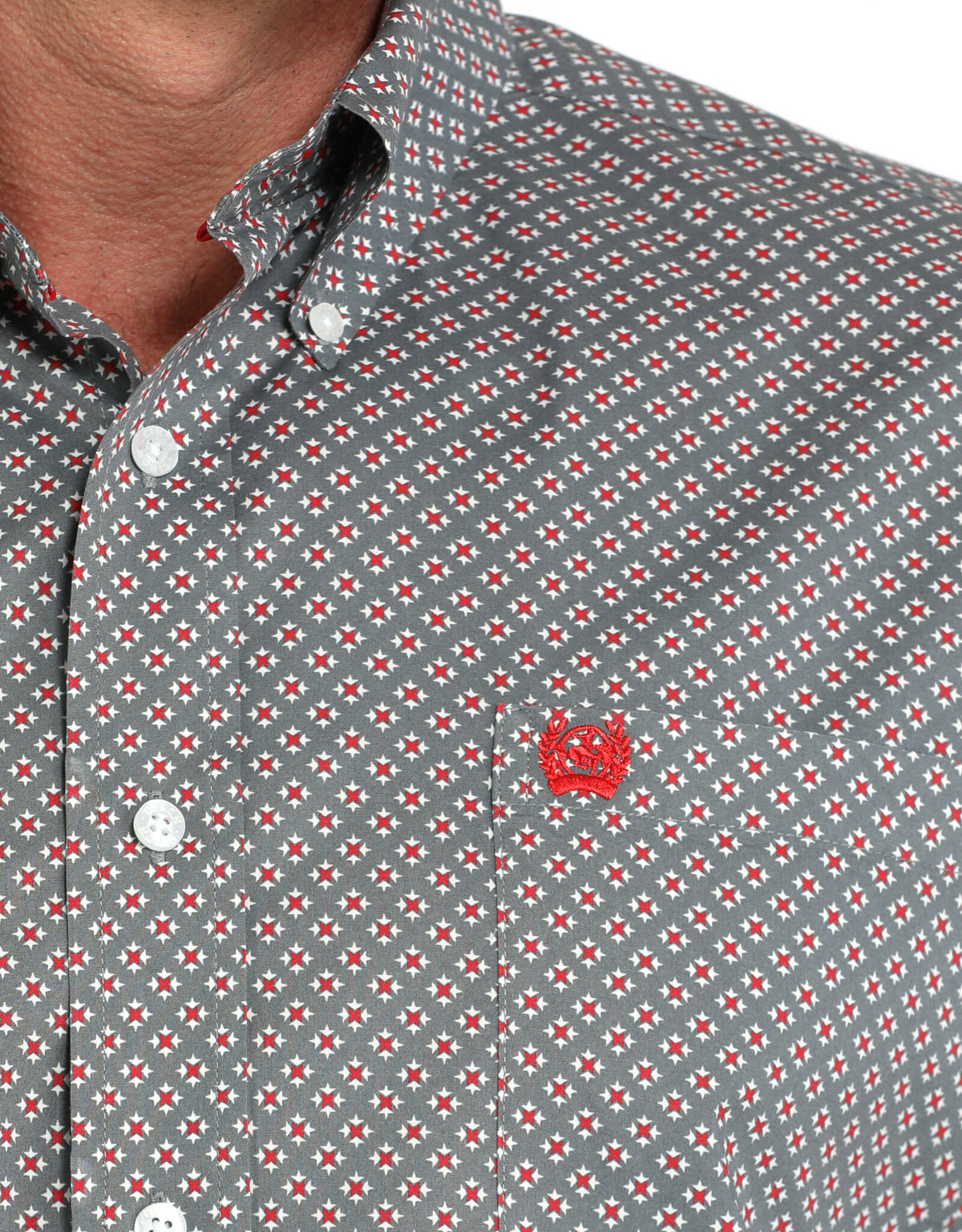 Cinch Mens Cinch Stretch Grey Print Long Sleeve Western Button Arena Shirt